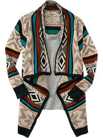 Women's Printed Blanket-Wrap Cardigans