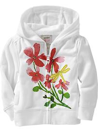 Floral French-Terry Zip Hoodies for Baby