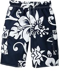 Boys Hibiscus Cargo Swim Trunks