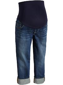 Maternity Smooth-Panel Cuffed Denim Capris (21")