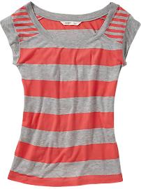 Women's Striped Cap-Sleeve Tops