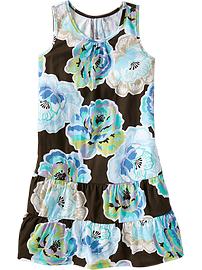 Girls Tiered-Floral Tank Dresses