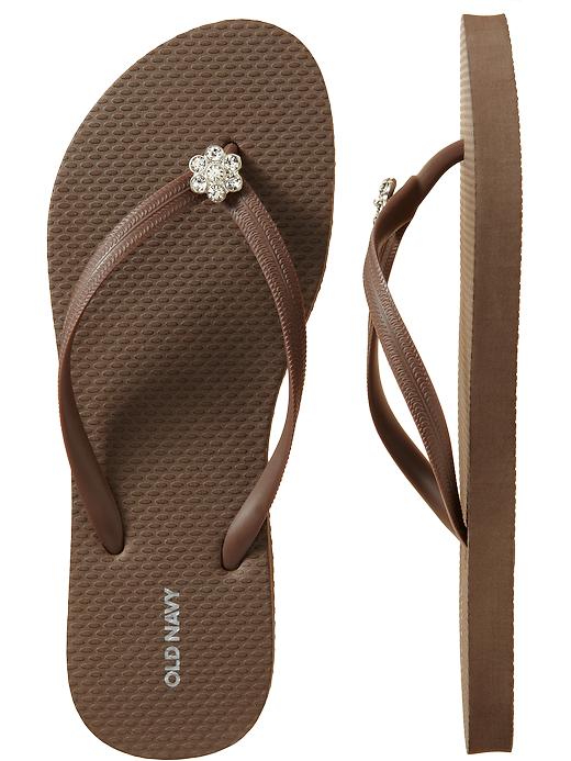 Old Navy Womens Fashion Jeweled Flip Flops