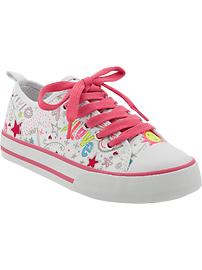 Girls Printed Canvas Sneakers