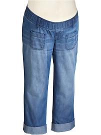 Maternity Woven-Waist Boyfriend Denim Capris (22")