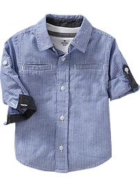 Striped Tab-Sleeve Oxford Shirts for Baby