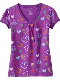 Girls Printed V-Neck Tees