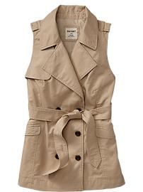 Women's Sleeveless-Twill Trench Vests