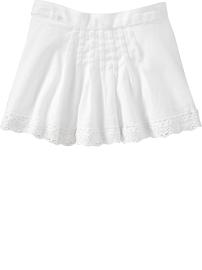 Pleated Crochet-Trim Linen Skirts for Baby