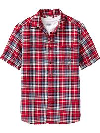 Men's Plaid Linen-Blend Shirts