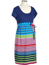 Maternity Multi-Striped Jersey-Top Dresses