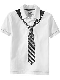 Boys Skull-Graphic Tie Polos