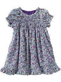 Floral Chiffon-Smocked Dresses for Baby