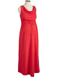 Maternity Cowl-Neck Drawstring Dresses