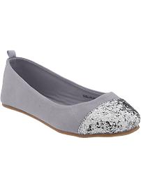 Girls Glitter-Canvas Ballet Flats