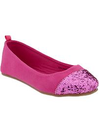 Girls Glitter-Canvas Ballet Flats