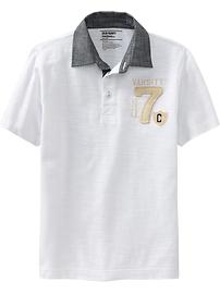 Boys Chambray-Collar Polos