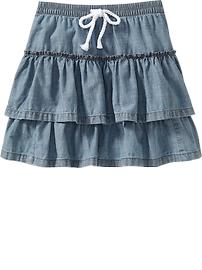 Girls Tiered Chambray Skirts