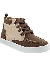 Boys Sueded Canvas-Trim Shoes