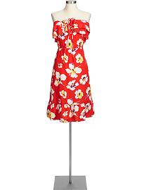 Women's Ruffled Charmeuse Tube Dresses