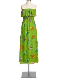 Women's Ruffled Chiffon Maxi-Tube Dresses