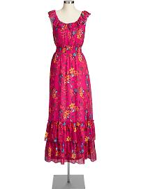 Women's Ruffled Chiffon Maxi Dresses