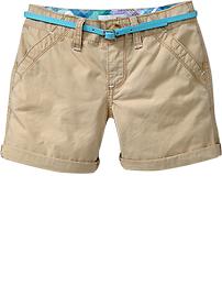 Girls Belted Poplin Shorts