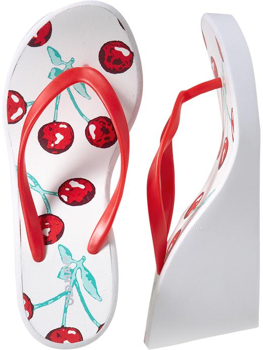 Old Navy Womens Printed Mid Wedge Flip Flops