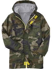 Boys Hooded Jersey-Lined Rain Jackets