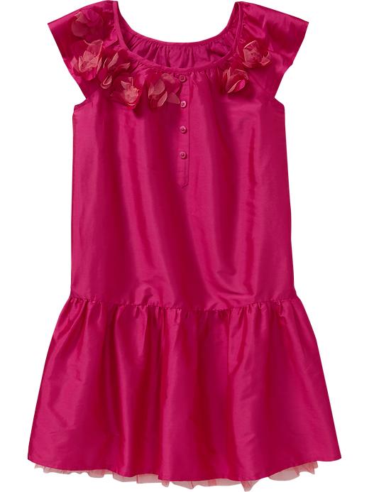 Old Navy Girls Buttoned Flower-Yoke Ruffle Dresses