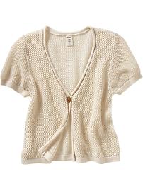 Girls Button-Front Metallic Cardigans