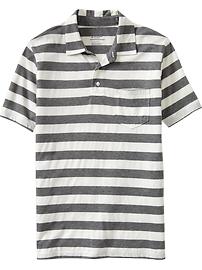 Men's Striped Chest-Pocket Polos