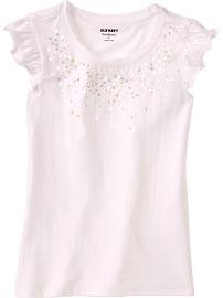 Girls Sequin Flutter-Sleeve Tees