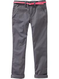 Girls Belted Skinny Khakis