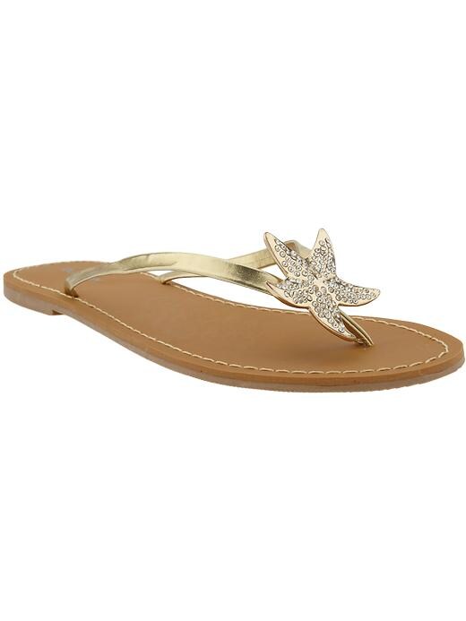 Old Navy Womens Metallic Jeweled Flip Flops