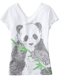 Girls Animal Graphic V-Neck Tees