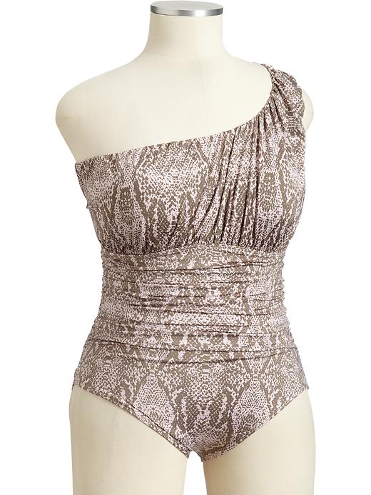 Old Navy Womens Plus Printed One Shoulder Swimsuits