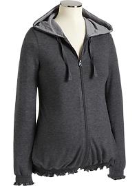 Maternity Smocked-Lightweight Zip Hoodies