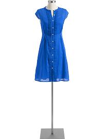 Women's Pintucked Linen Shirt-Dresses