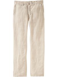 Men's Plain-Front Linen Pants