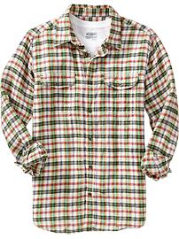 Men's Plaid Linen-Blend Shirts