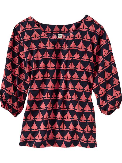 Old Navy Women's Sailboat Print 3/4 Sleeve Tops