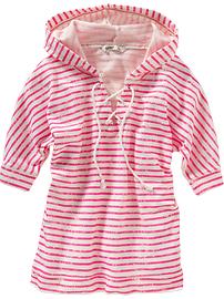 Women's Striped Lace-Up Hooded Tops