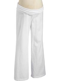 Maternity Jersey-Panel Linen-Blend Trousers