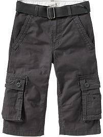 Boys Long Belted Cargo Shorts