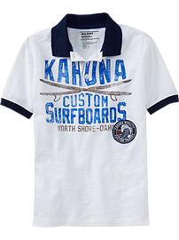 Boys "Kahuna Custom Surfboards" Patch Polos