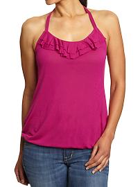 Women's Ruffle-Yoke Halter Tops