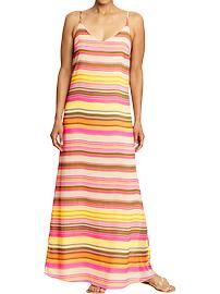 Women's Striped-Chiffon Maxi Dresses