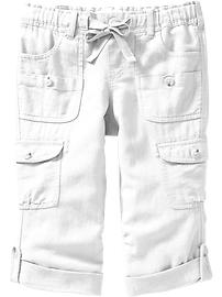 Girls Linen Roll-Up Pocket Capris