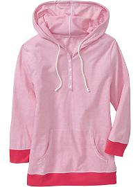 Women's Hooded Button-Jersey Pullovers